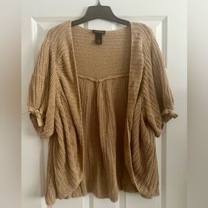 Lane Bryant Beige Open-Front Cardigan W/ Adjustable Bow-Tie Sleeve